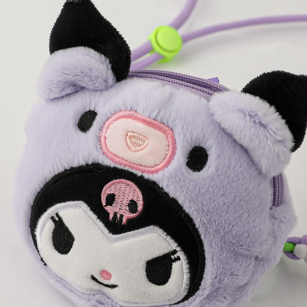 Kuromi Mobile phone back clip with lanyard, cute plush doll