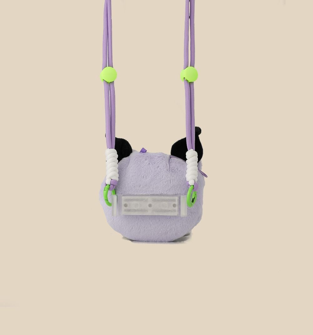 Kuromi Mobile phone back clip with lanyard, cute plush doll