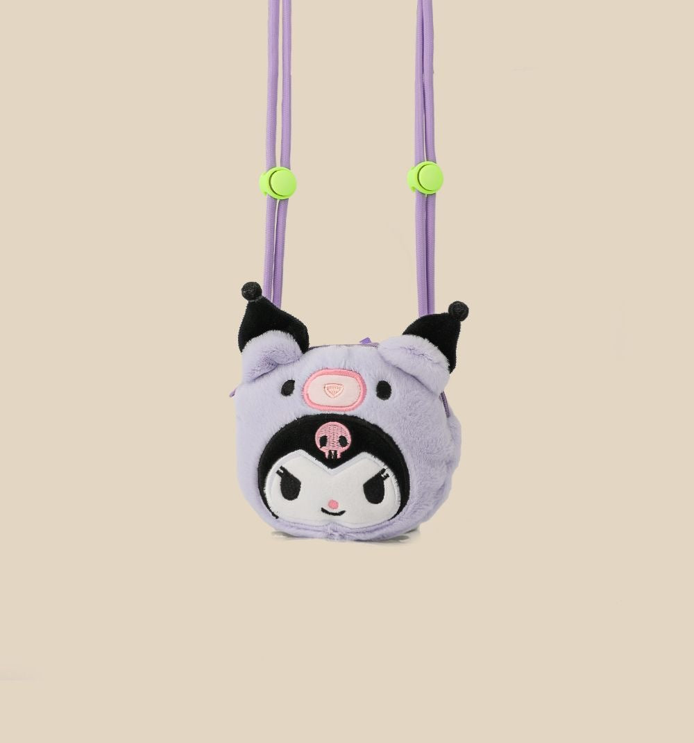 Kuromi Mobile phone back clip with lanyard, cute plush doll