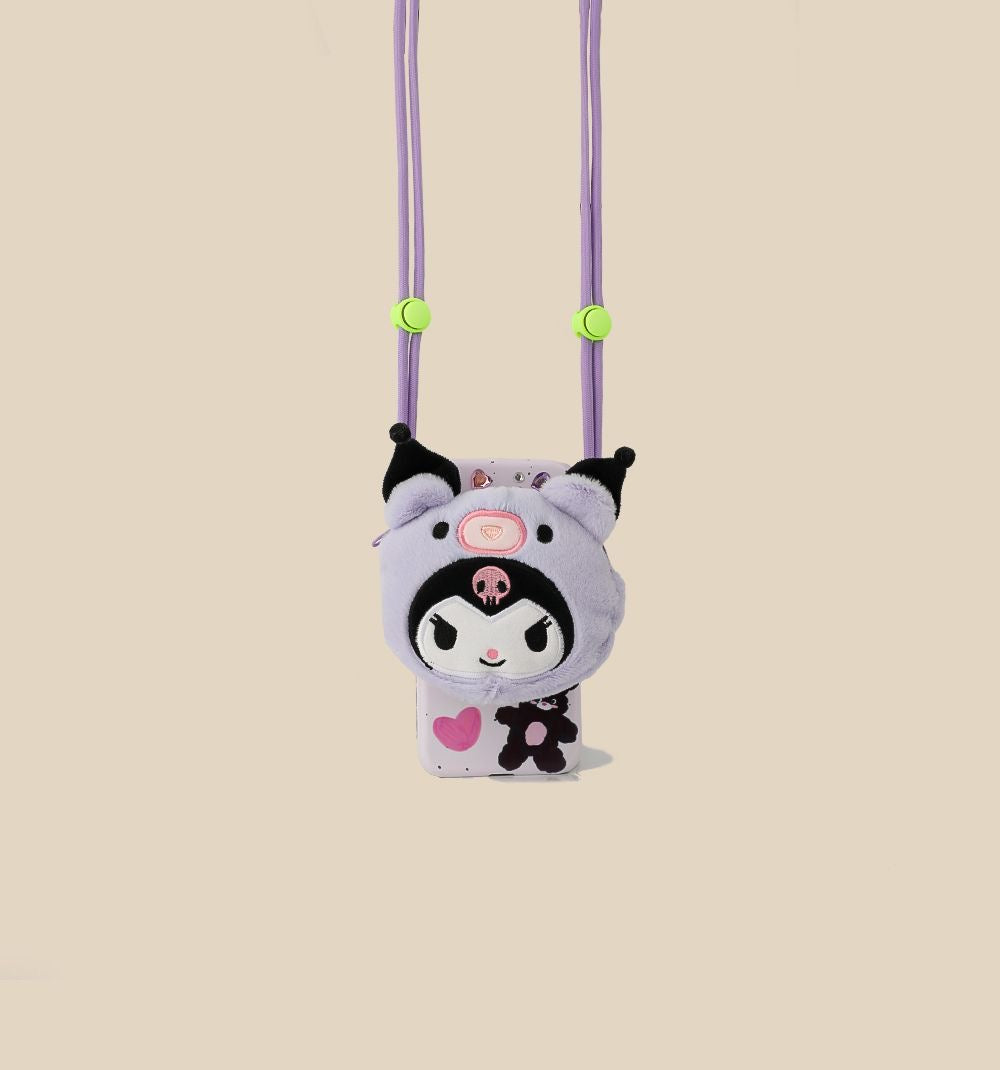 Kuromi Mobile phone back clip with lanyard, cute plush doll
