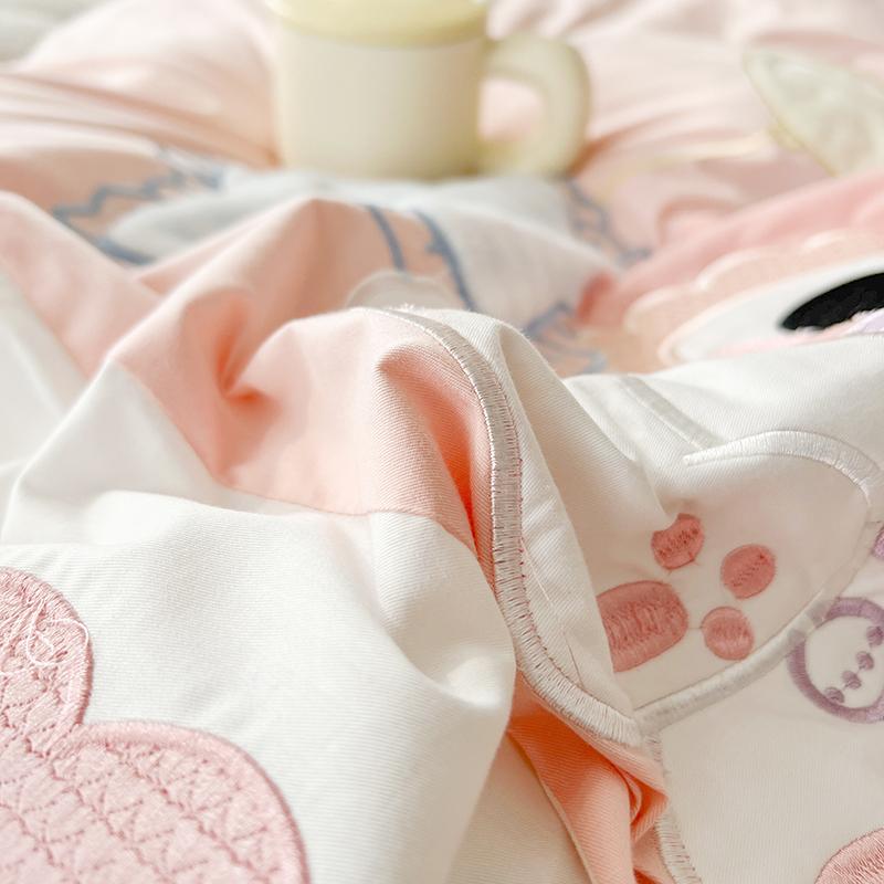 Kuromi and My melody Embroidery Design Cotton Bedding Sheet