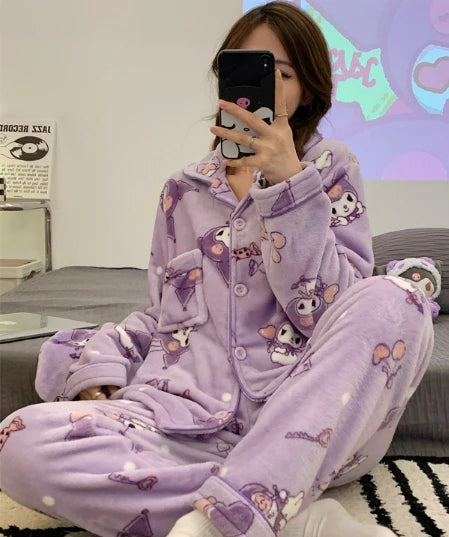 Sanrio Kuromi Fluffy Pajamas set