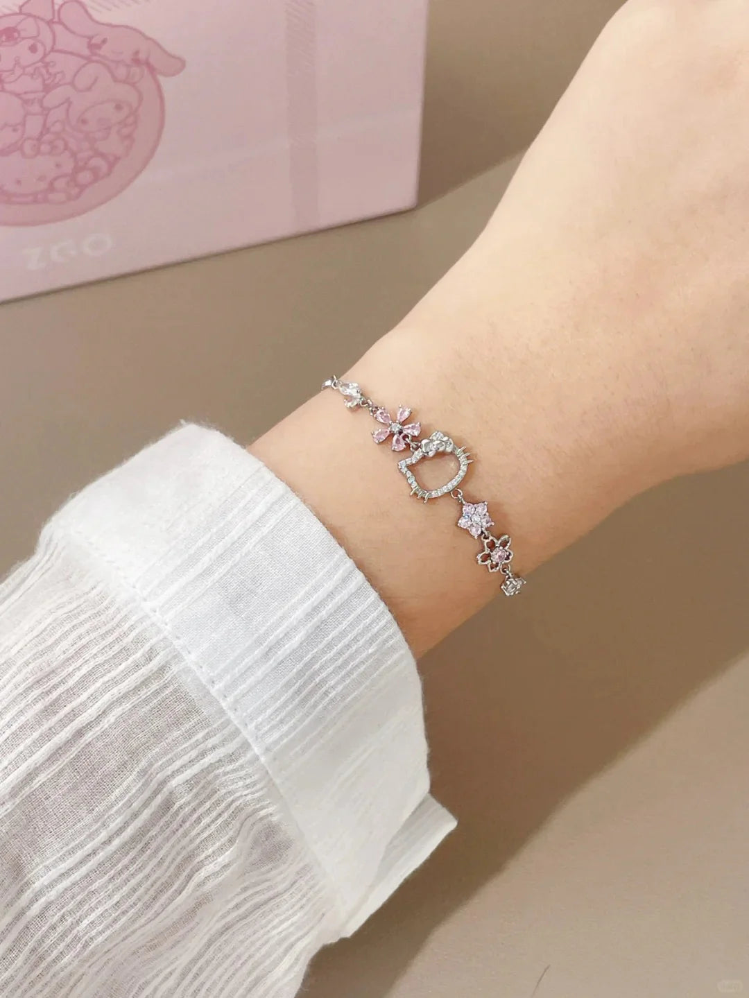 Sanrio Sterling Silver Cute Bracelet Birthday Christmas Jewelry Gifts for Women Girls(gift box)