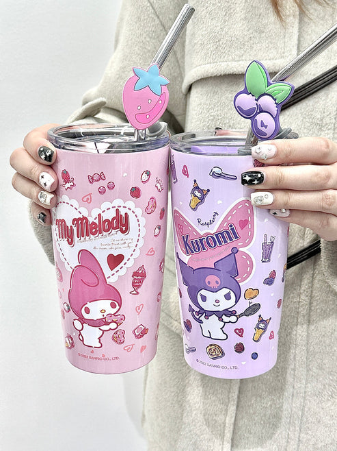 Sanrio Stainless Steel Tumblers with Lid and Straw 600ml