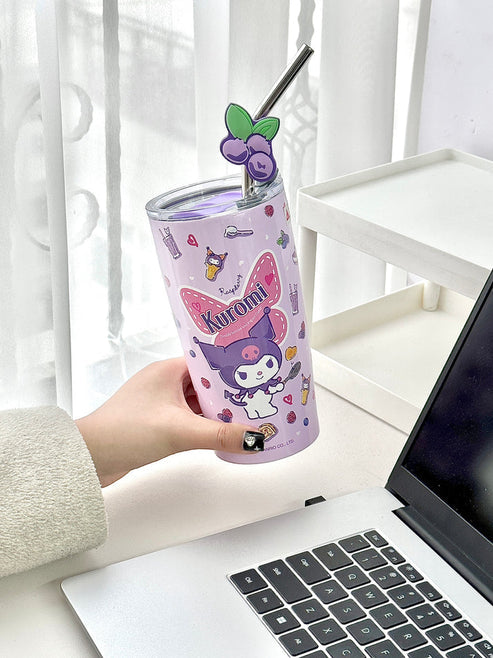Sanrio Stainless Steel Tumblers with Lid and Straw 600ml