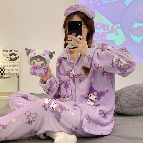 Sanrio Kuromi Fluffy Pajamas set