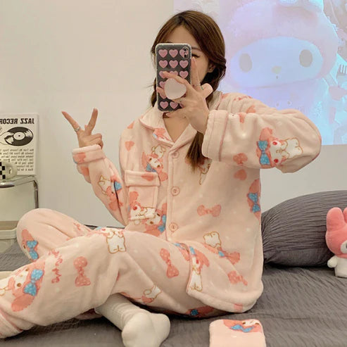 Sanrio Kuromi Fluffy Pajamas set