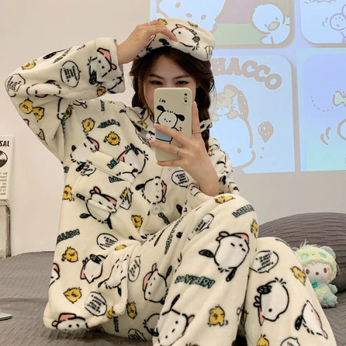 Sanrio Kuromi Fluffy Pajamas set