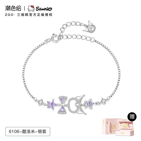 Sanrio Sterling Silver Cute Bracelet Birthday Christmas Jewelry Gifts for Women Girls(gift box)