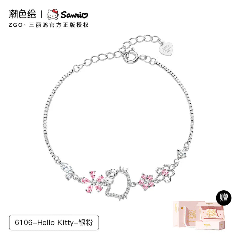 Sanrio Sterling Silver Cute Bracelet Birthday Christmas Jewelry Gifts for Women Girls(gift box)