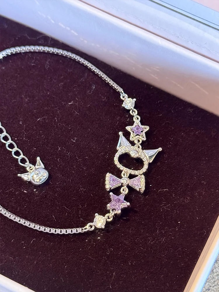 Sanrio Sterling Silver Cute Bracelet Birthday Christmas Jewelry Gifts for Women Girls(gift box)