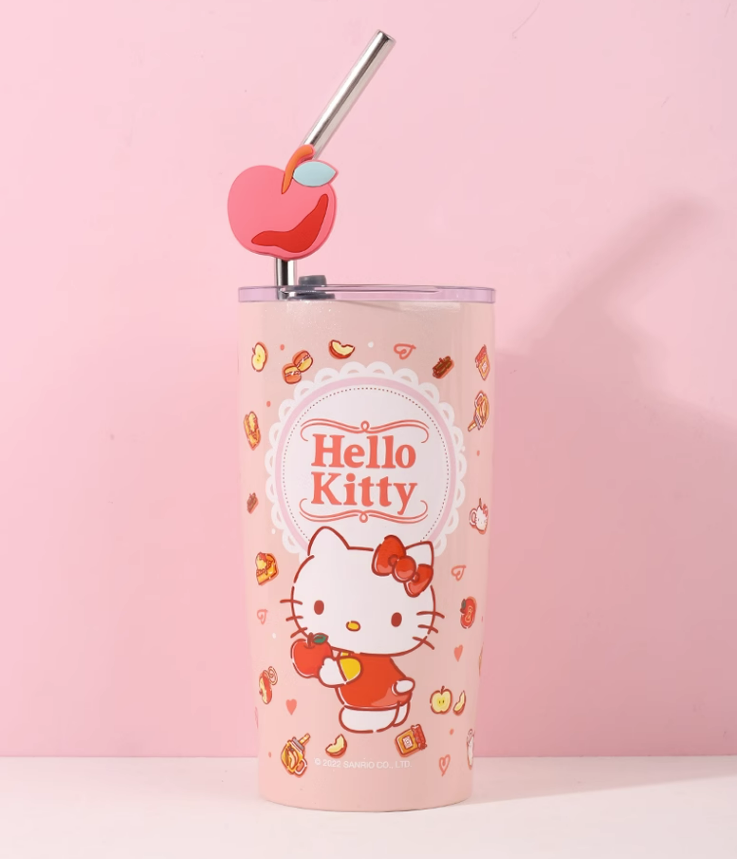 Sanrio Stainless Steel Tumblers with Lid and Straw 600ml