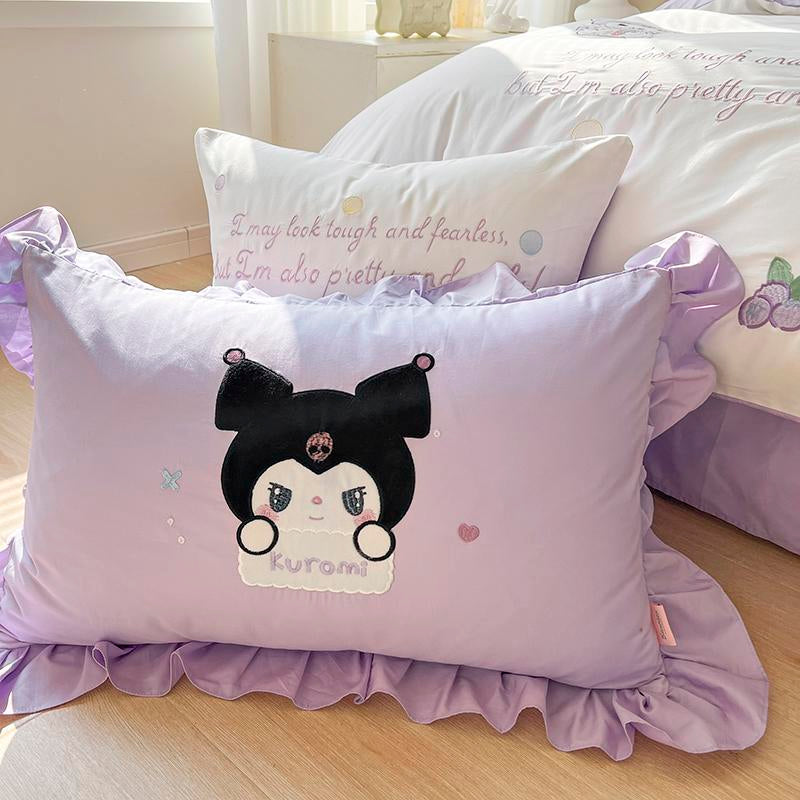 Kuromi Embroidery Design Cotton Bedding Sheet