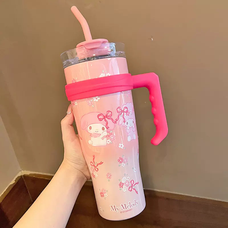 Sanrio Character Vacuum Cup with Straw Handle 1200ml