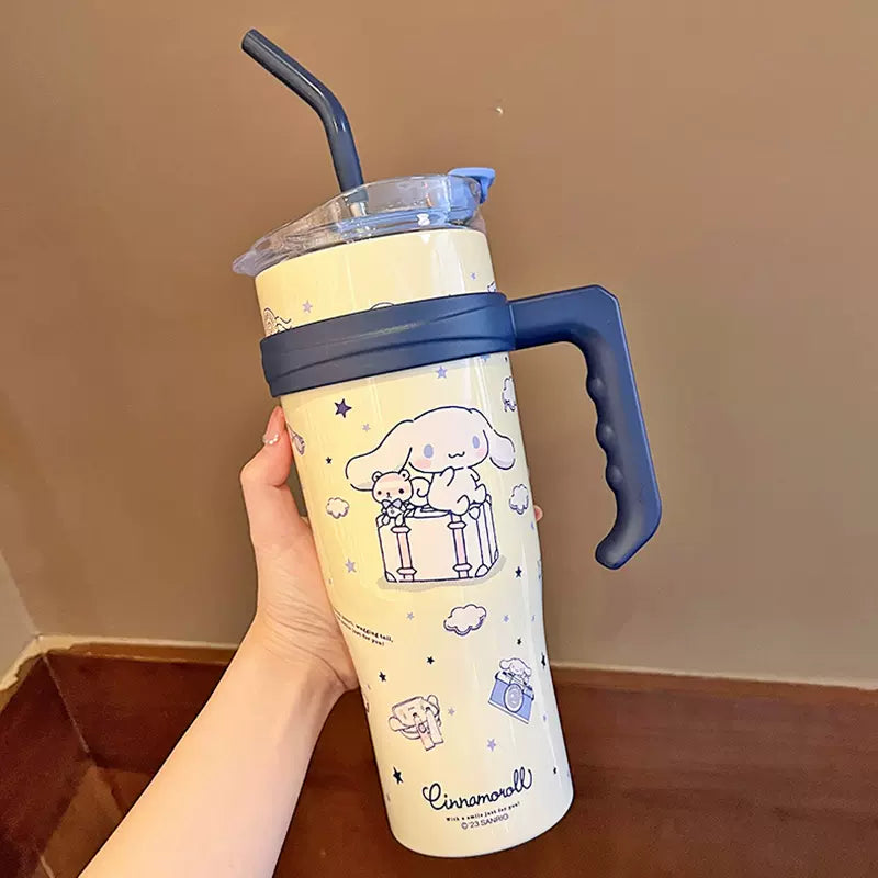 Sanrio Character Vacuum Cup with Straw Handle 1200ml