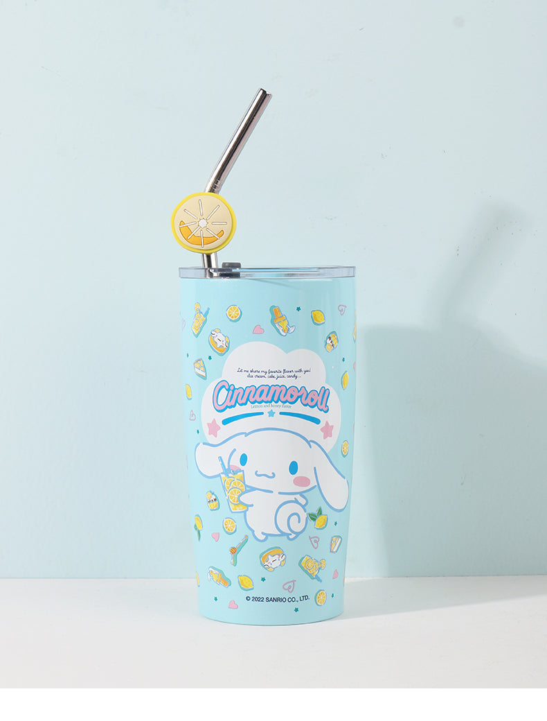 Sanrio Stainless Steel Tumblers with Lid and Straw 600ml