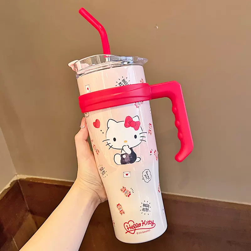 Sanrio Character Vacuum Cup with Straw Handle 1200ml