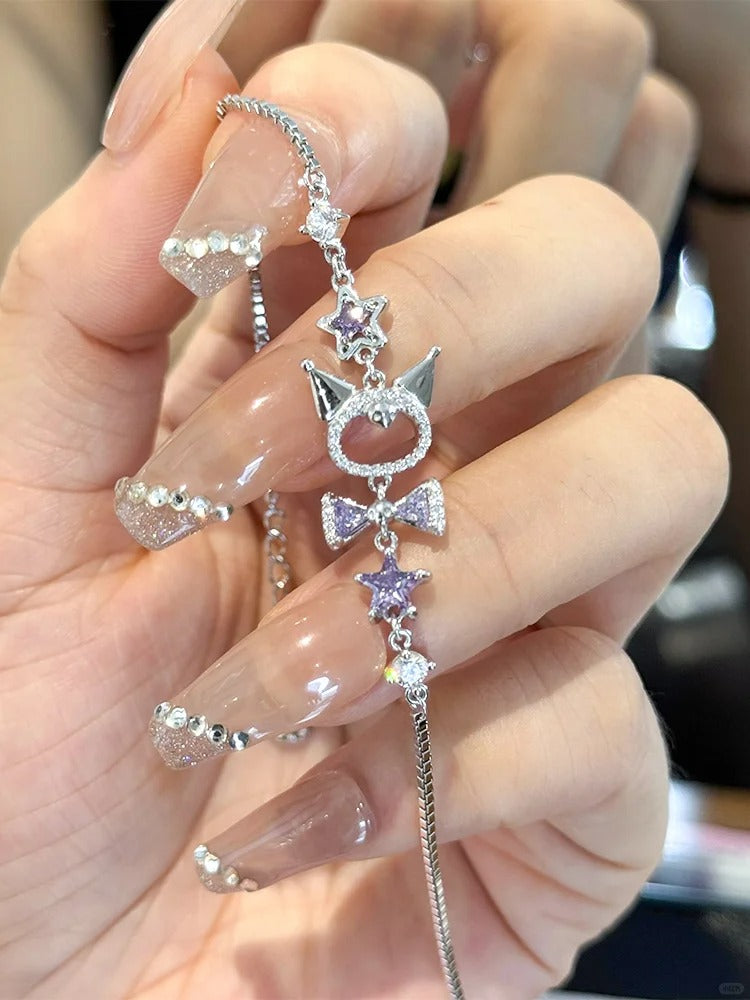 Sanrio Sterling Silver Cute Bracelet Birthday Christmas Jewelry Gifts for Women Girls（gift box)