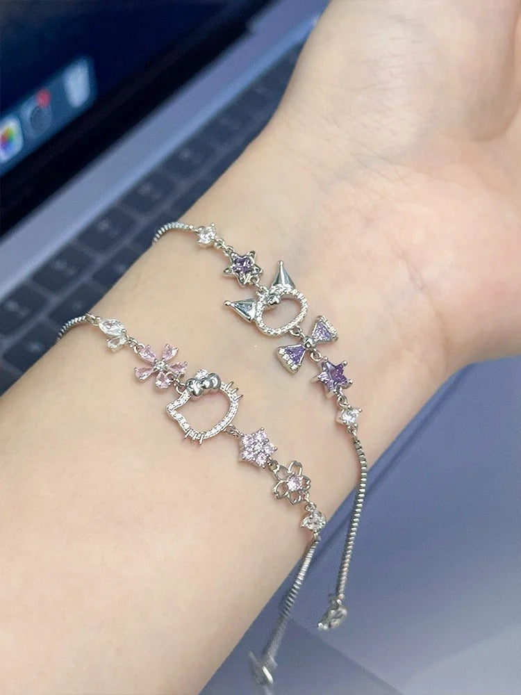 Sanrio Sterling Silver Cute Bracelet Birthday Christmas Jewelry Gifts for Women Girls（gift box)